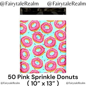 10”x13” Pink Sprinkle Donuts ( 50 ) Poly Mailers, Shipping Envelopes, Gift Bags